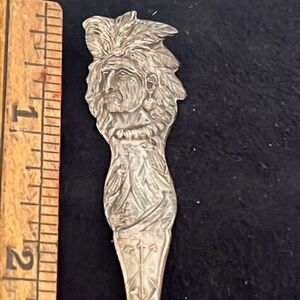 Watson & Newell Antique 1900s Sterling silver gold washed bowl Indian head spoon